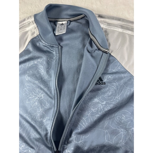 Adidas Embossed Print Track Jacket Full Zip Climalite Women's Blue Gray size XL - Picture 7 of 9